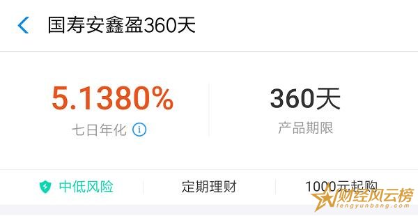 國壽安鑫盈360天怎么樣,近三月最低收益4.818%